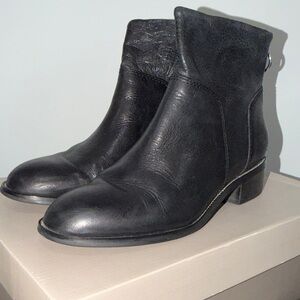 Franco Sarto L-Brady Black Leather Ankle Boots